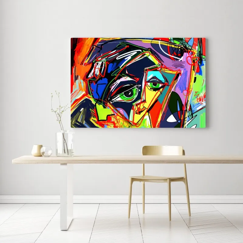 Obraz na płótnie kolorowy abstrakcyjny portret twarzy – Wallissimo® Obraz na płótnie kolorowy abstrakcyjny portret twarzy – Wallissimo®