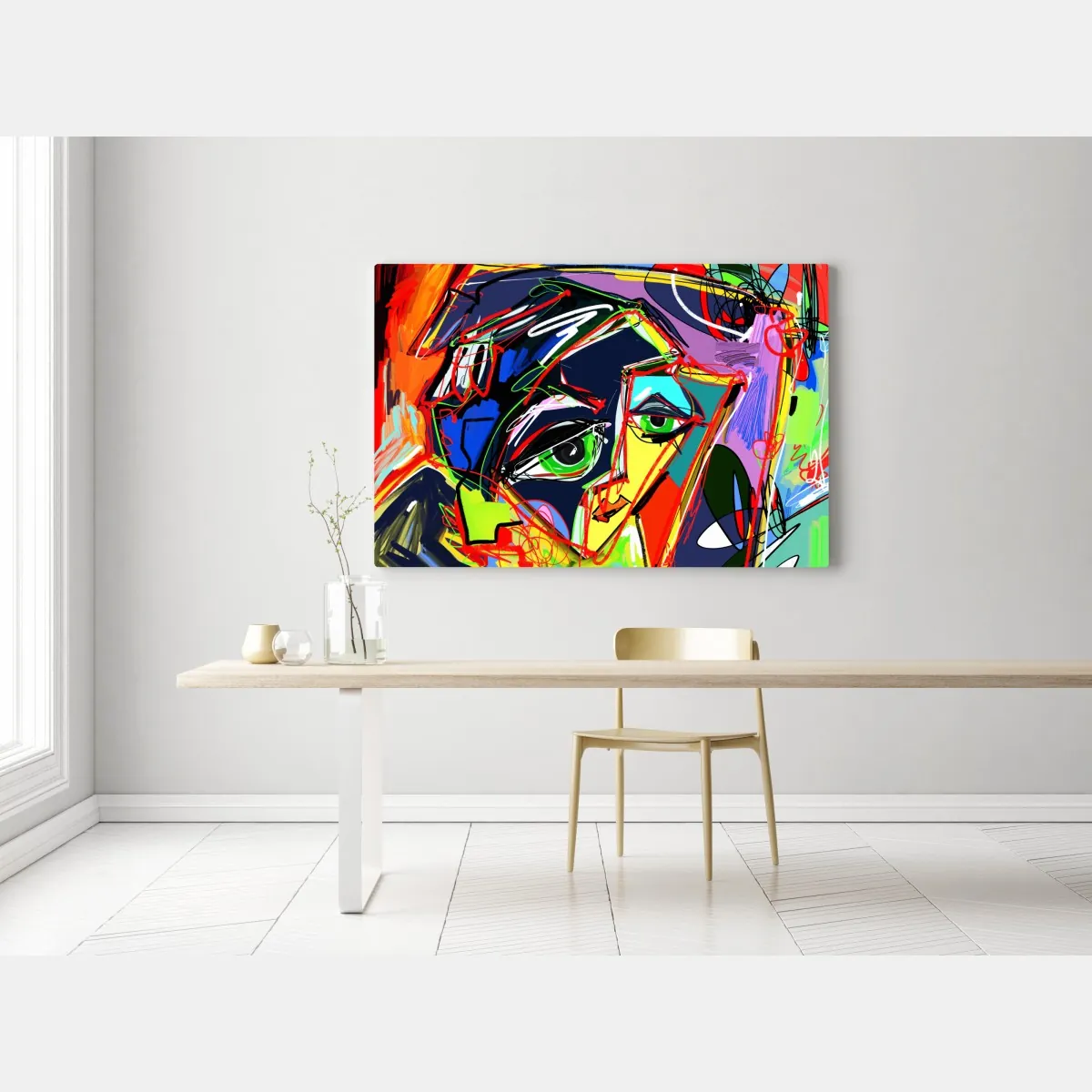 Obraz na płótnie kolorowy abstrakcyjny portret twarzy – Wallissimo® Obraz na płótnie kolorowy abstrakcyjny portret twarzy – Wallissimo®