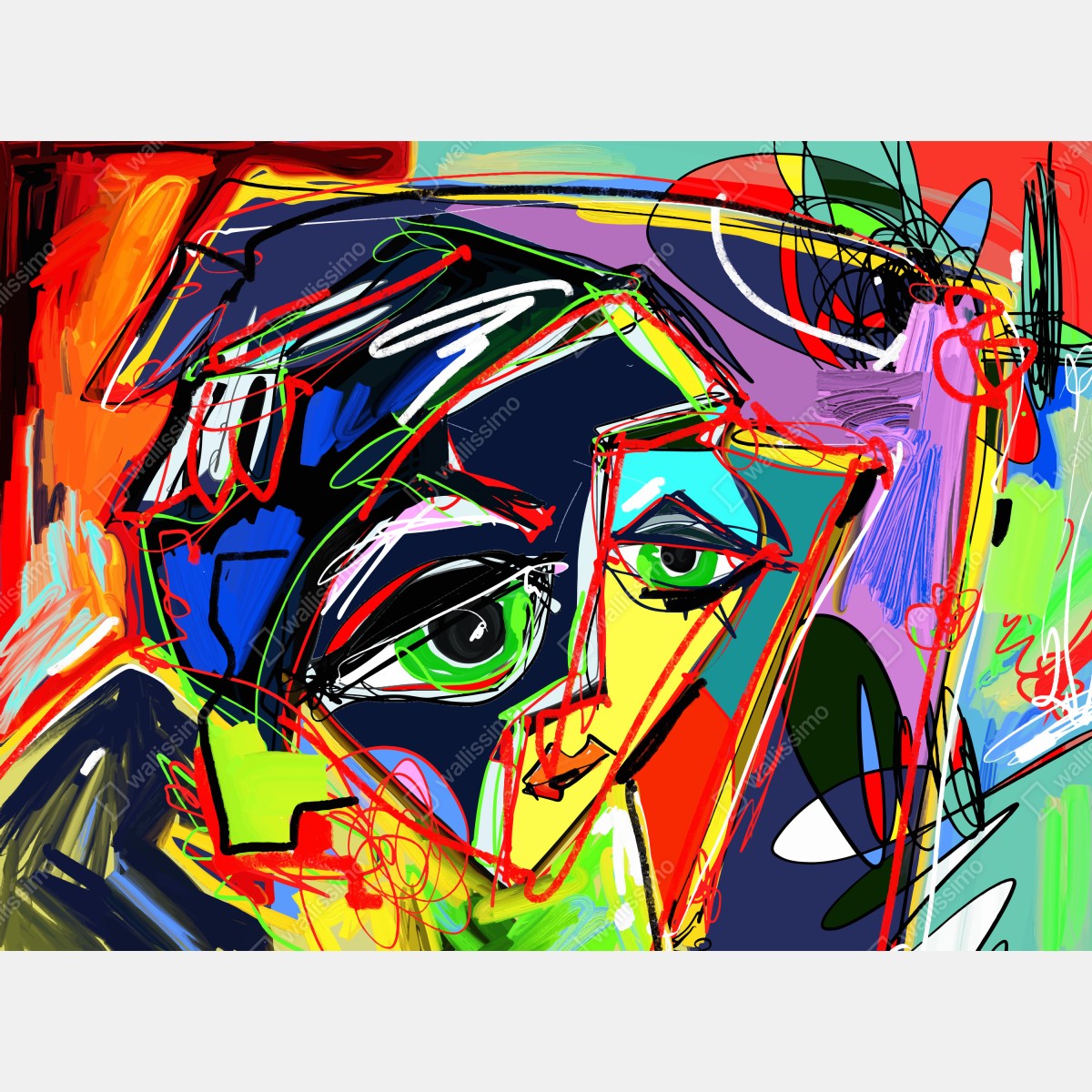 Obraz na płótnie kolorowy abstrakcyjny portret twarzy – Wallissimo® Obraz na płótnie kolorowy abstrakcyjny portret twarzy – Wallissimo®