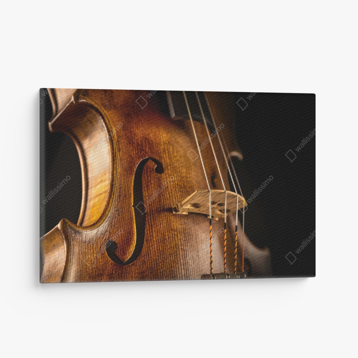 Canvas print warm wooden violin close-up