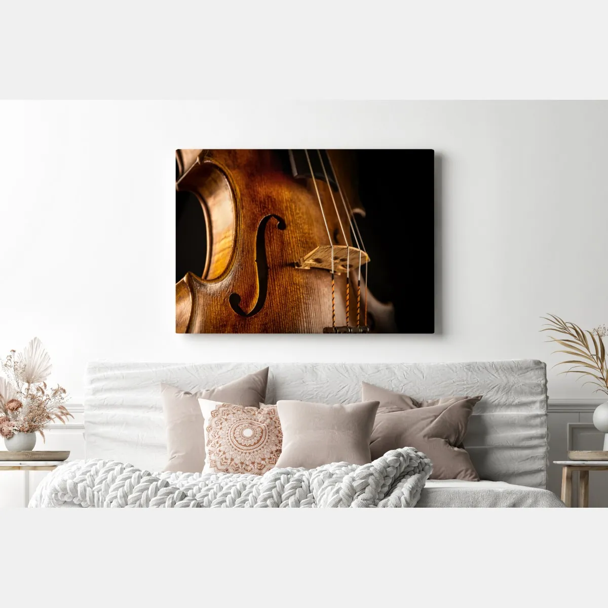 Obraz na płótnie zbliżenie ciepłych drewnianych skrzypiec – Wallissimo® Obraz na płótnie zbliżenie ciepłych drewnianych skrzypiec – Wallissimo®