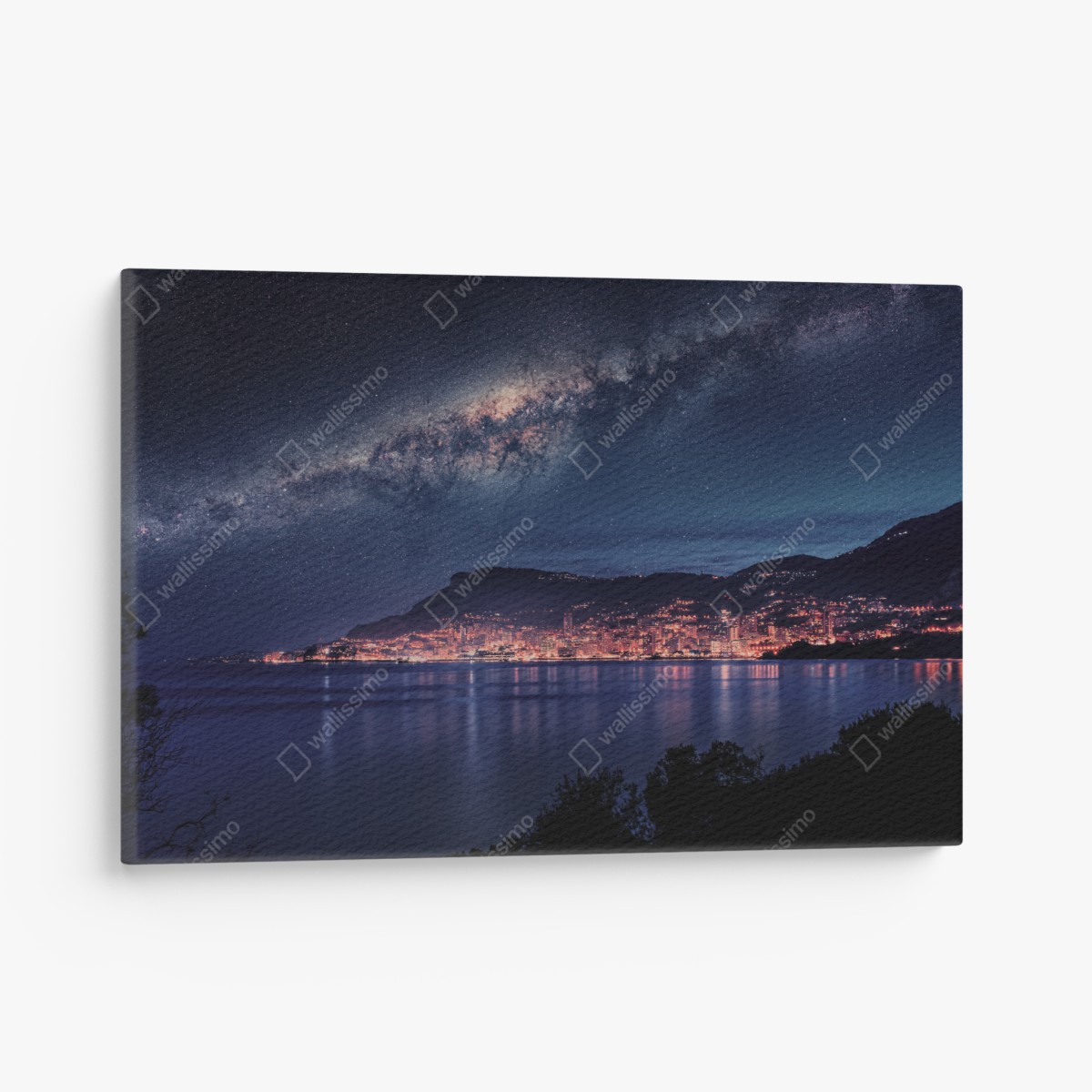Canvas print coastal city under the milky way