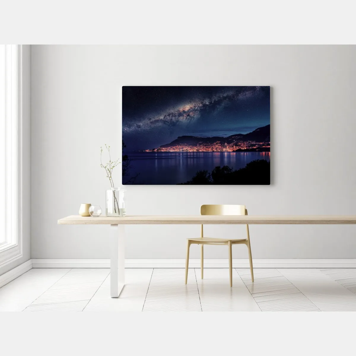 Obraz na płótnie nocna zatoka pod rozgwieżdżonym niebem – Wallissimo® Obraz na płótnie nocna zatoka pod rozgwieżdżonym niebem – Wallissimo®