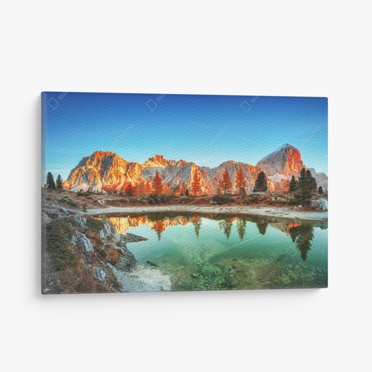 Canvas print alpine sunrise over mountain lake