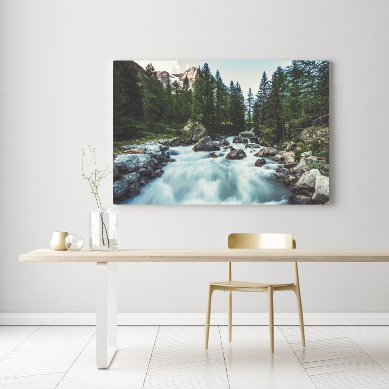 Obraz na płótnie malownicza alpejska rzeka w Ferret Valley – Wallissimo® Obraz na płótnie malownicza alpejska rzeka w Ferret Valley – Wallissimo®
