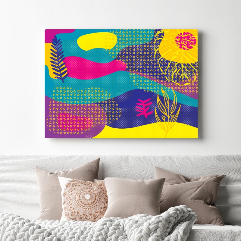 Obraz na płótnie żywy abstrakcyjny wzór tropikalny – Wallissimo® Obraz na płótnie żywy abstrakcyjny wzór tropikalny – Wallissimo®