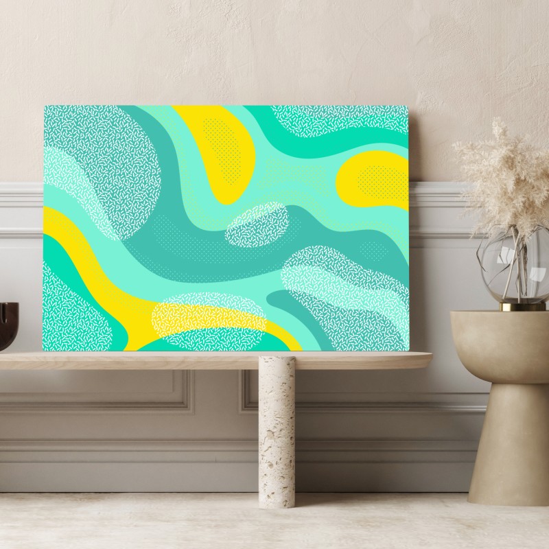 Obraz na płótnie turkusowo-żółty abstrakcyjny wzór – Wallissimo® Obraz na płótnie turkusowo-żółty abstrakcyjny wzór – Wallissimo®