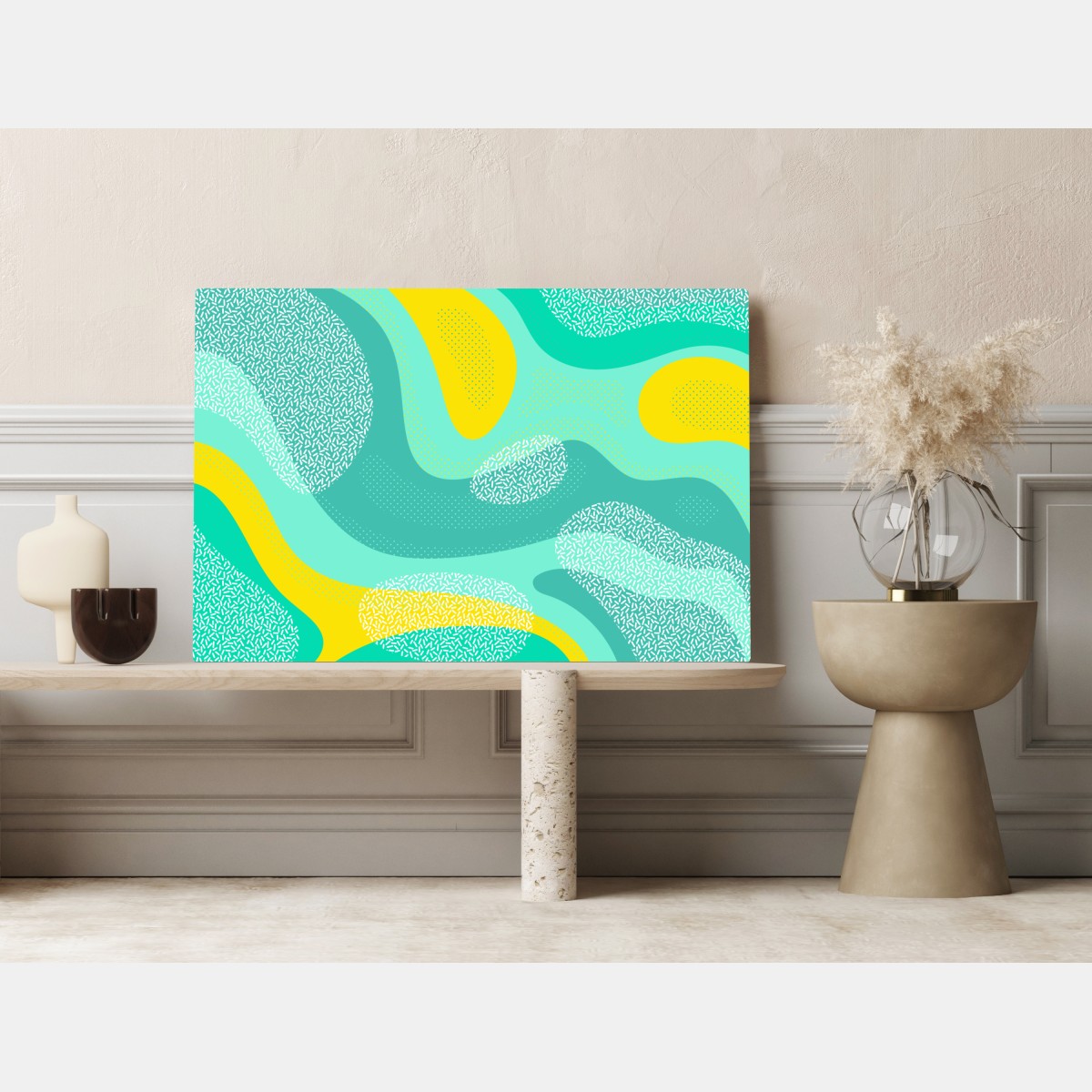 Obraz na płótnie turkusowo-żółty abstrakcyjny wzór – Wallissimo® Obraz na płótnie turkusowo-żółty abstrakcyjny wzór – Wallissimo®