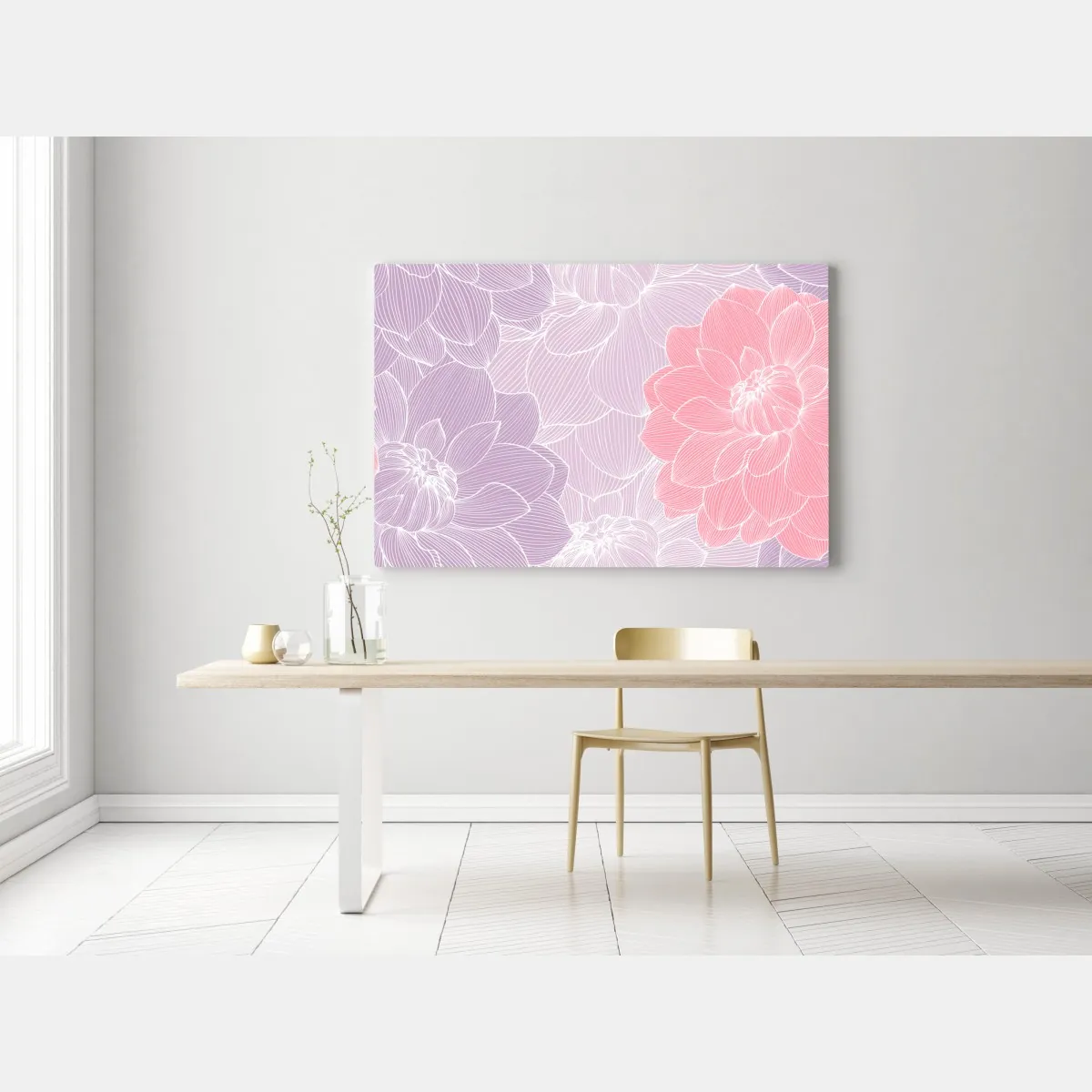 Obraz na płótnie delikatny pastelowy wzór kwiatowy – Wallissimo® Obraz na płótnie delikatny pastelowy wzór kwiatowy – Wallissimo®