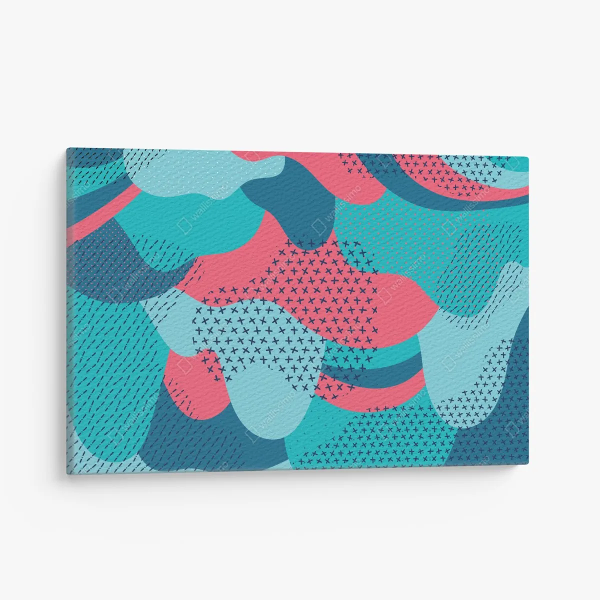 Obraz na płótnie abstrakcyjny falisty wzór w turkusie i koralu – Wallissimo® Obraz na płótnie abstrakcyjny falisty wzór w turkusie i koralu – Wallissimo®