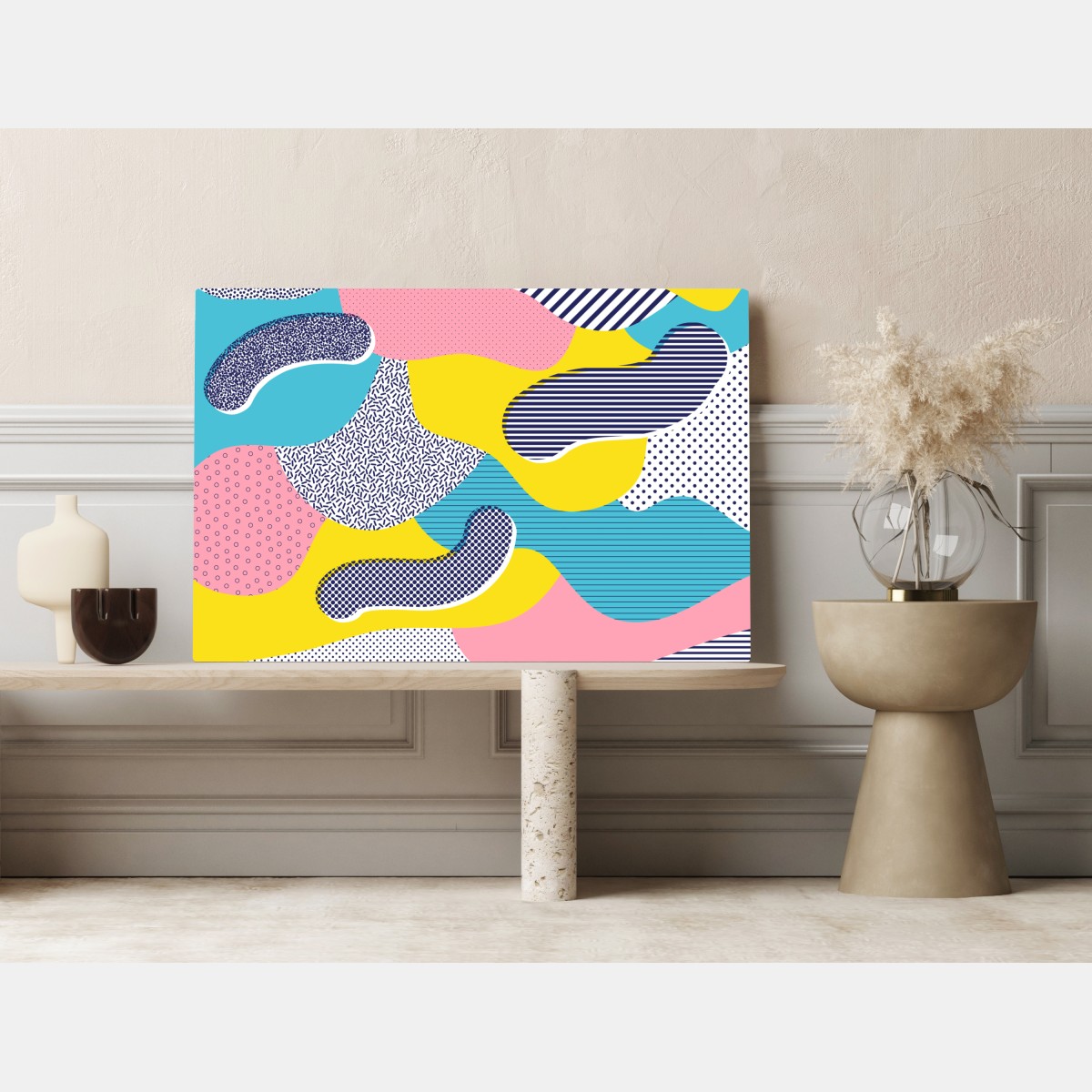 Obraz na płótnie zabawny abstrakcyjny wzór memphis – Wallissimo® Obraz na płótnie zabawny abstrakcyjny wzór memphis – Wallissimo®