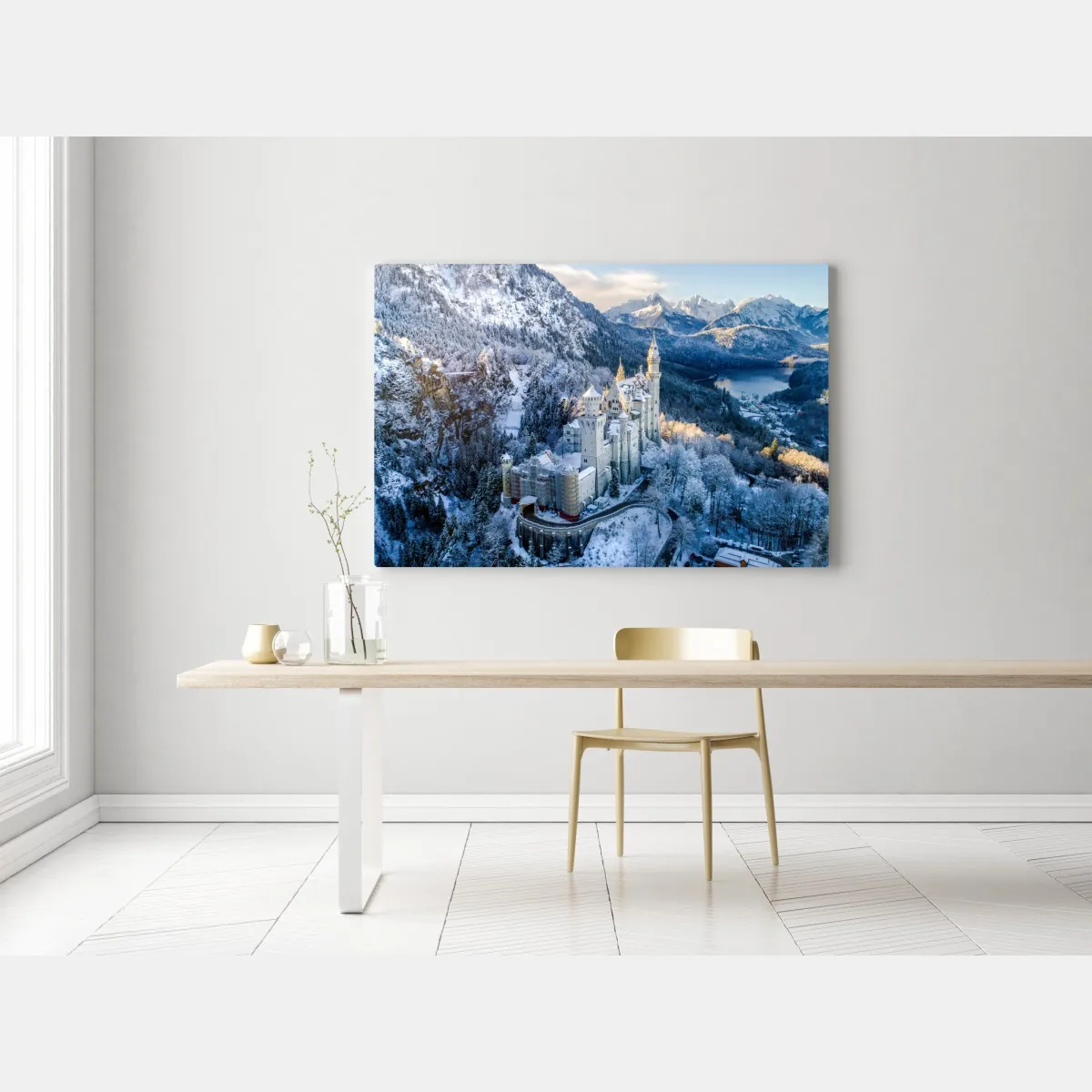 Obraz na płótnie zimowy zamek w ośnieżonych górach – Wallissimo® Obraz na płótnie zimowy zamek w ośnieżonych górach – Wallissimo®