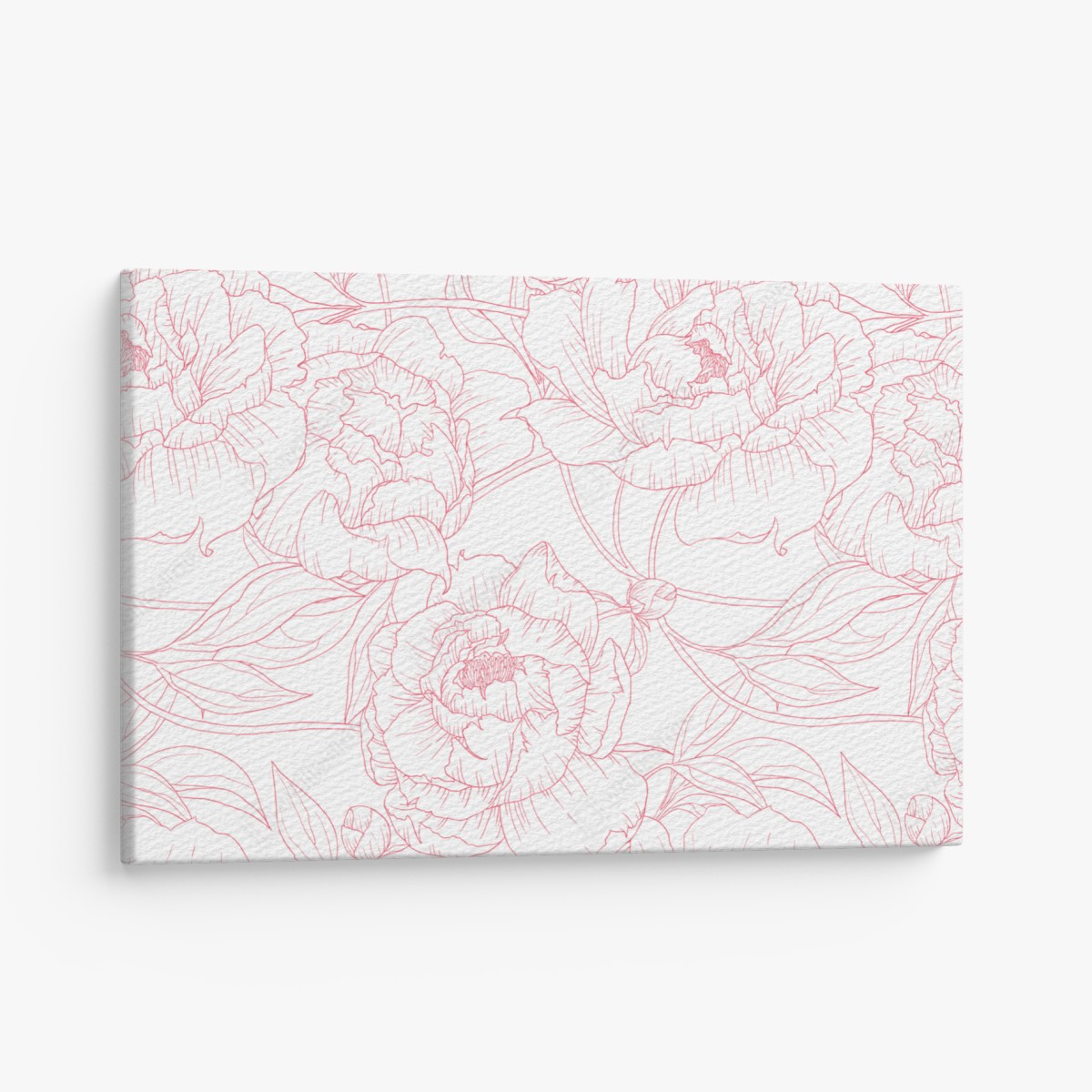 Canvas print delicate pink peony line art pattern