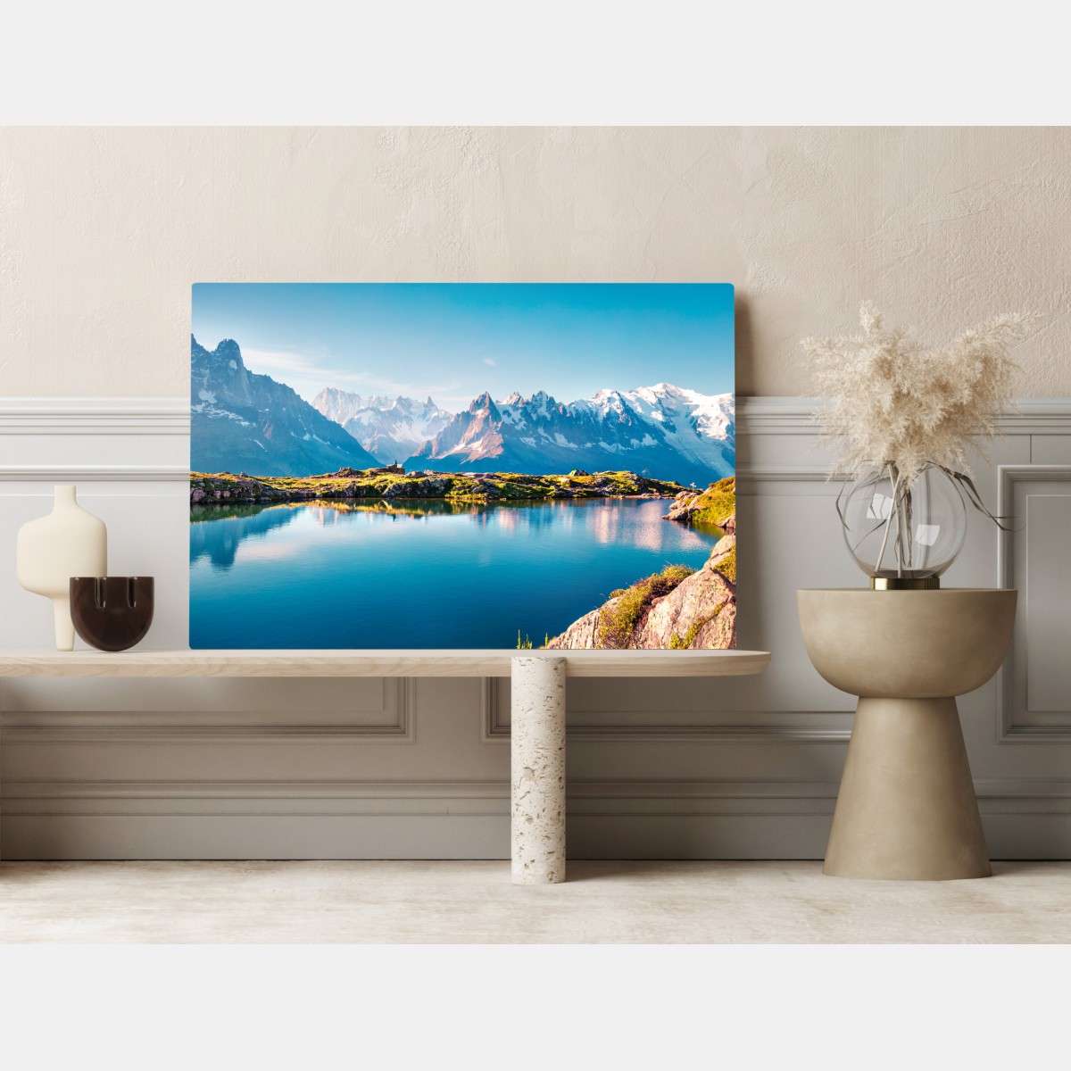 Obraz na płótnie Lac Blanc z widokiem na Mont Blanc – Wallissimo® Obraz na płótnie Lac Blanc z widokiem na Mont Blanc – Wallissimo®