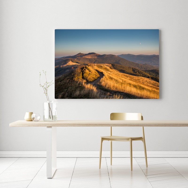 Obraz na płótnie złoty grzbiet górski o zachodzie słońca – Wallissimo® Obraz na płótnie złoty grzbiet górski o zachodzie słońca – Wallissimo®