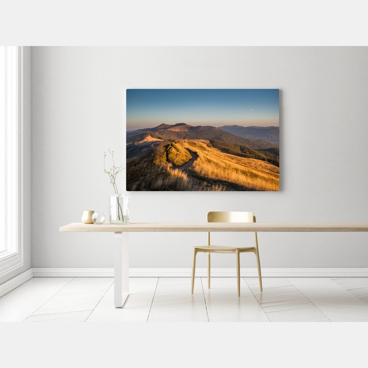 Obraz na płótnie złoty grzbiet górski o zachodzie słońca – Wallissimo® Obraz na płótnie złoty grzbiet górski o zachodzie słońca – Wallissimo®
