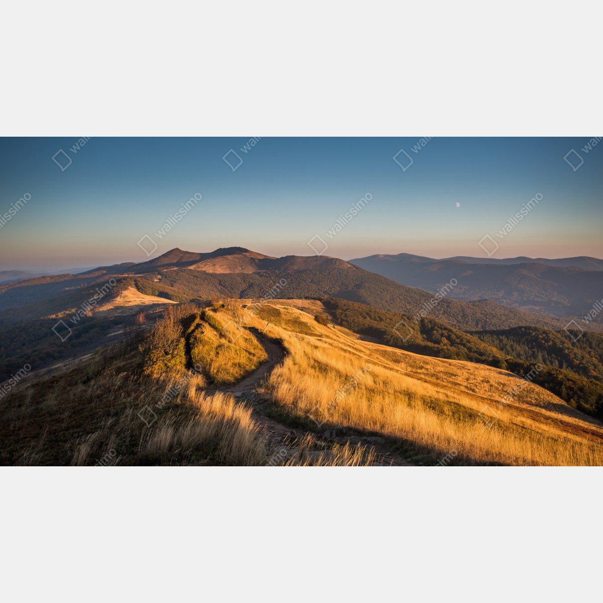 Obraz na płótnie złoty grzbiet górski o zachodzie słońca – Wallissimo® Obraz na płótnie złoty grzbiet górski o zachodzie słońca – Wallissimo®