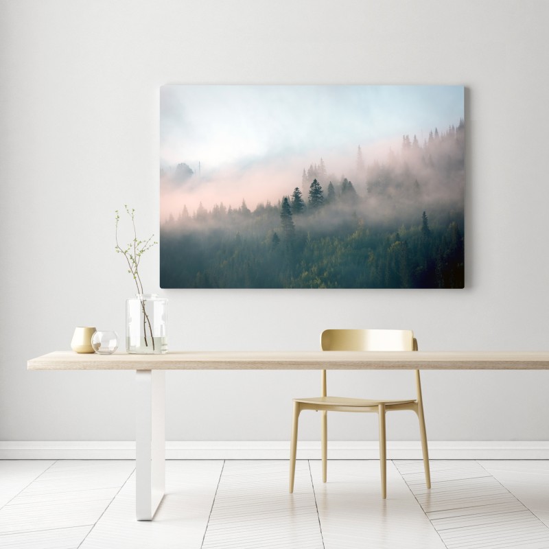 Obraz na płótnie mglisty poranek w lesie – Wallissimo® Obraz na płótnie mglisty poranek w lesie – Wallissimo®