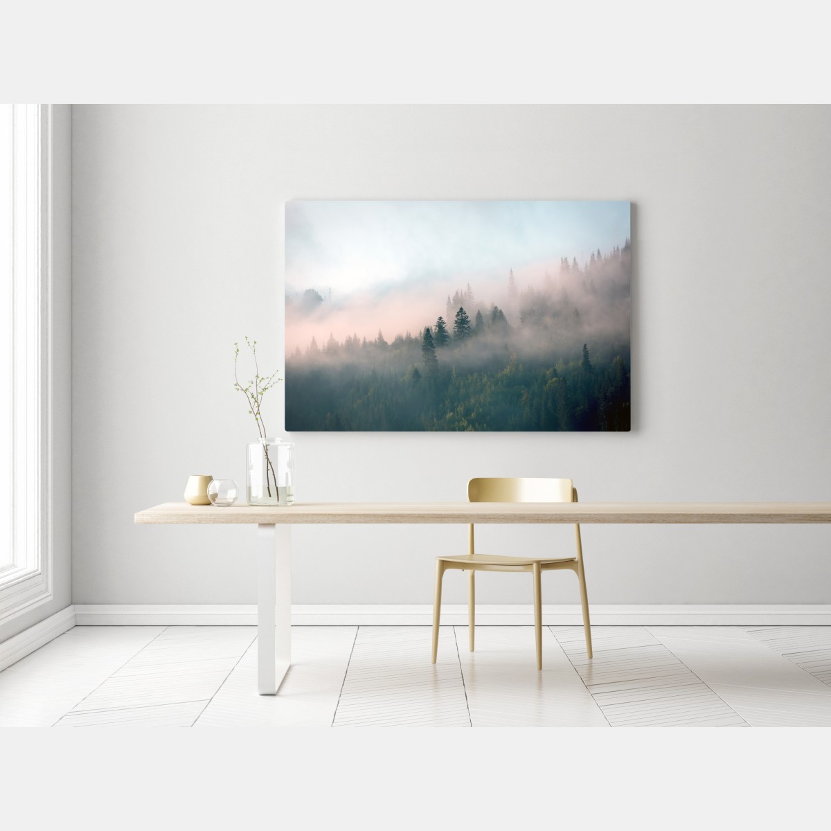 Obraz na płótnie mglisty poranek w lesie – Wallissimo® Obraz na płótnie mglisty poranek w lesie – Wallissimo®
