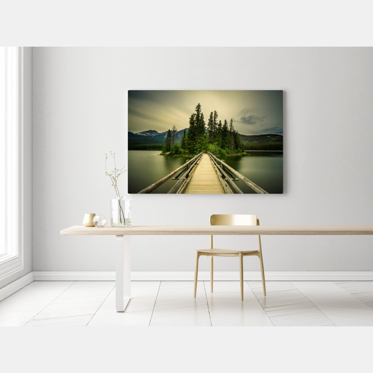 Obraz na płótnie wieczorny spacer na wyspę Pyramid, Park Narodowy Jasper – Wallissimo® Obraz na płótnie wieczorny spacer na wyspę Pyramid, Park Narodowy Jasper – Wallissimo®