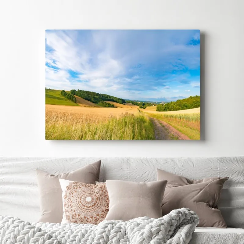 Obraz na płótnie poranna panorama pszenicy w Kansas – Wallissimo® Obraz na płótnie poranna panorama pszenicy w Kansas – Wallissimo®