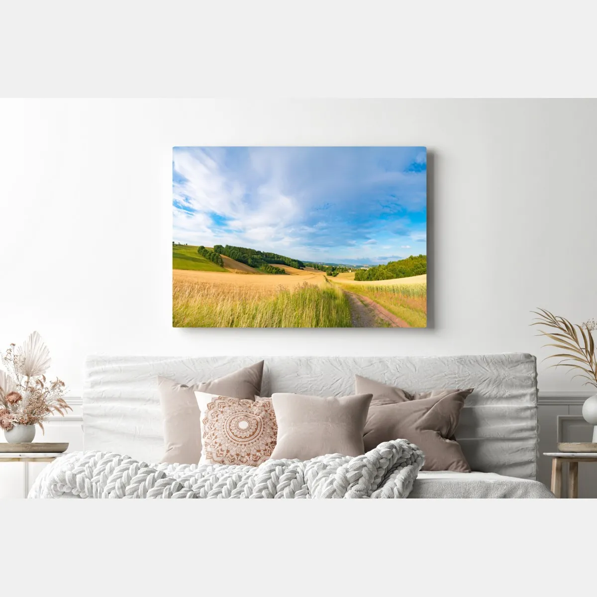 Obraz na płótnie poranna panorama pszenicy w Kansas – Wallissimo® Obraz na płótnie poranna panorama pszenicy w Kansas – Wallissimo®