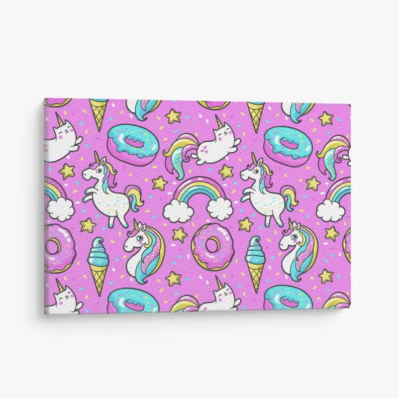 Obraz na płótnie pastelowe jednorożce i słodkości