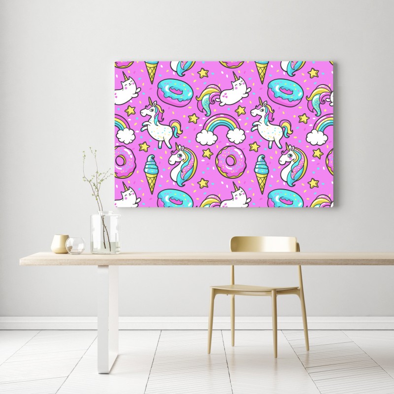 Obraz na płótnie pastelowe jednorożce i słodkości