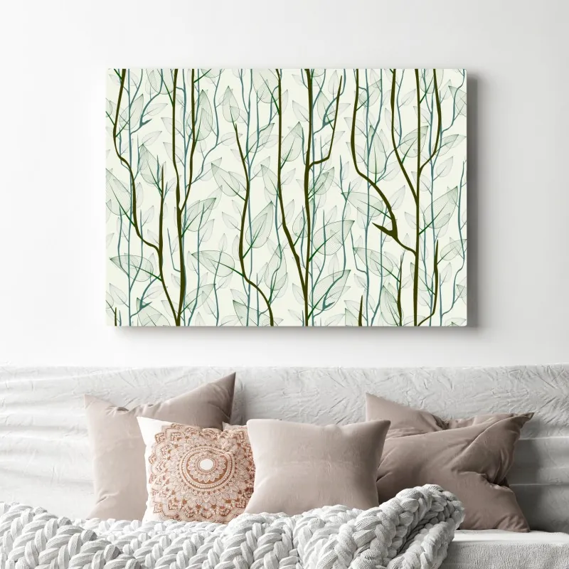 Obraz na płótnie delikatny wzór liści i gałęzi – Wallissimo® Obraz na płótnie delikatny wzór liści i gałęzi – Wallissimo®