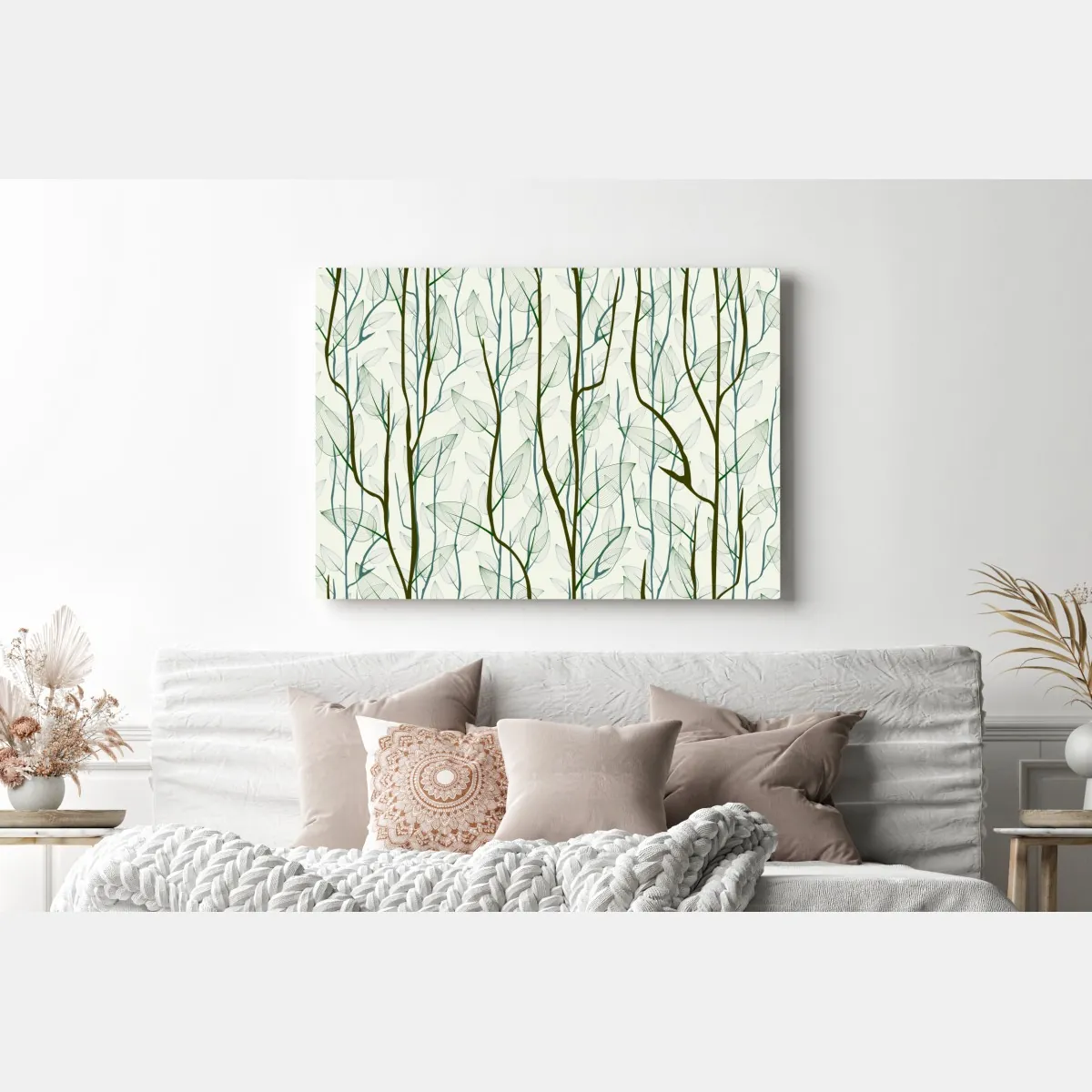 Obraz na płótnie delikatny wzór liści i gałęzi – Wallissimo® Obraz na płótnie delikatny wzór liści i gałęzi – Wallissimo®