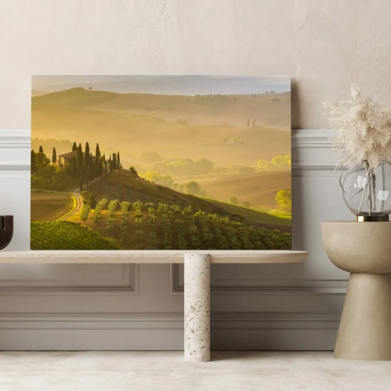 Obraz na płótnie mglisty poranek nad Val d'Orcia – Wallissimo® Obraz na płótnie mglisty poranek nad Val d'Orcia – Wallissimo®