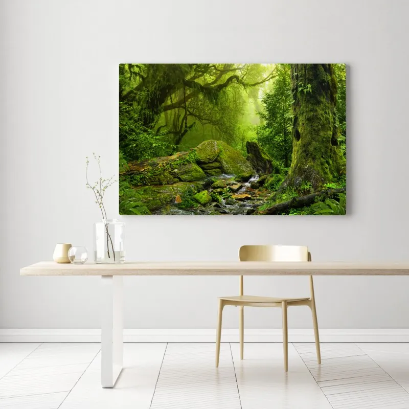Obraz na płótnie leśny strumień porośnięty mchem – Wallissimo® Obraz na płótnie leśny strumień porośnięty mchem – Wallissimo®