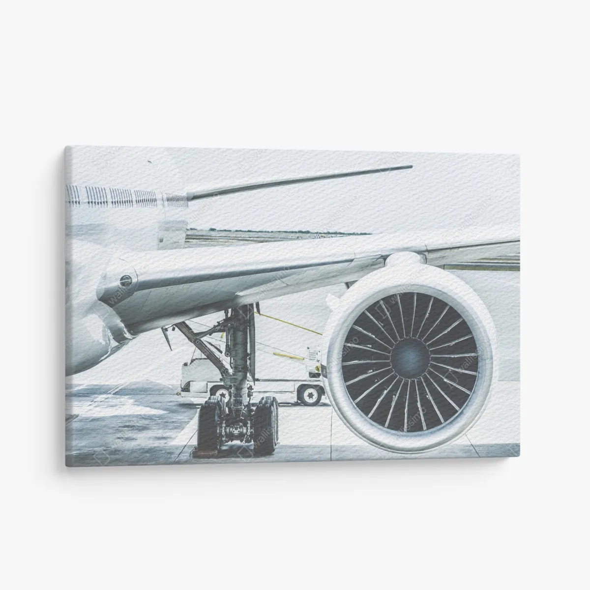 Obraz na płótnie zbliżenie silnika odrzutowego na terminalu – Wallissimo® Obraz na płótnie zbliżenie silnika odrzutowego na terminalu – Wallissimo®