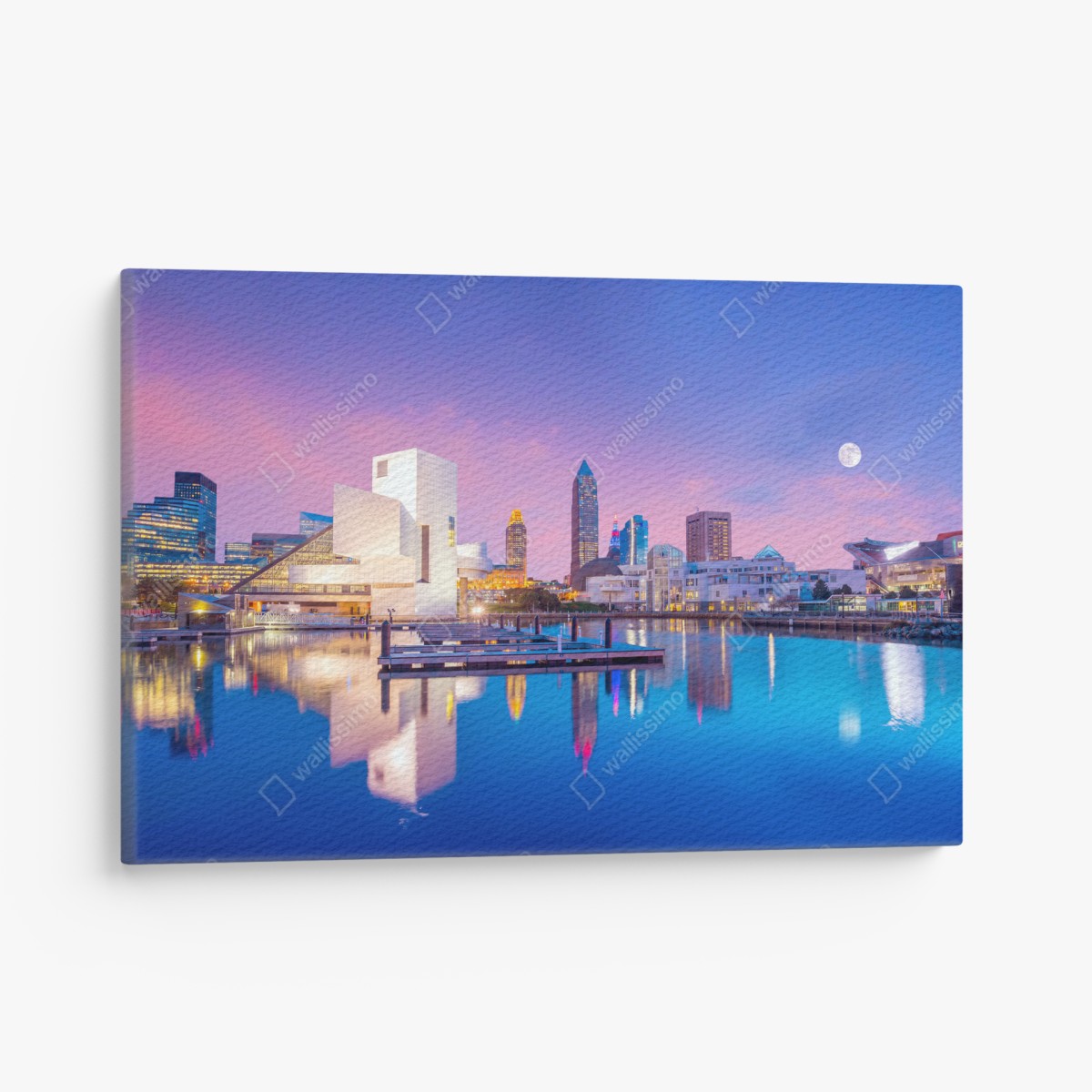 Canvas print downtown Cleveland skyline at dusk