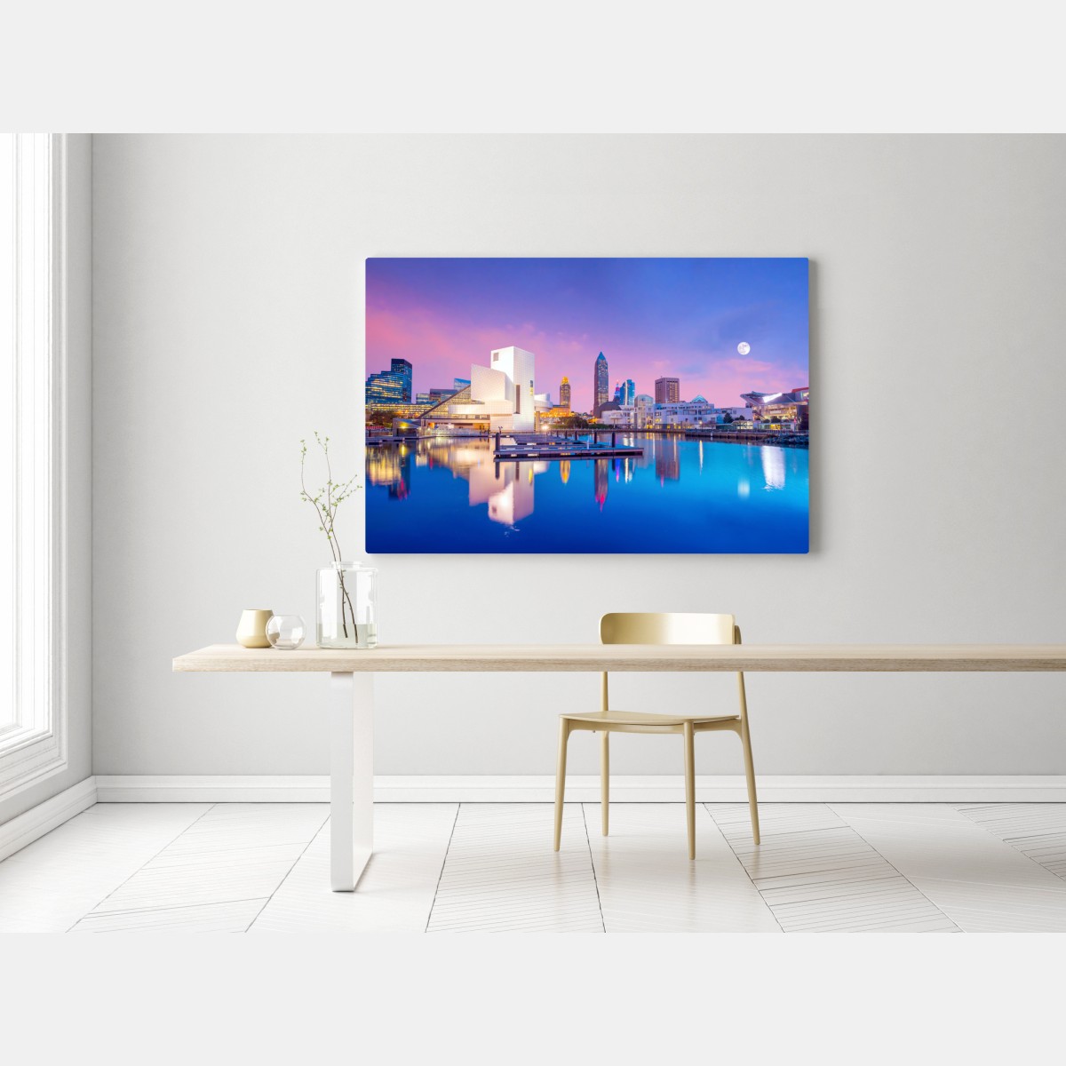 Obraz na płótnie panorama miasta Cleveland o zmierzchu – Wallissimo® Obraz na płótnie panorama miasta Cleveland o zmierzchu – Wallissimo®