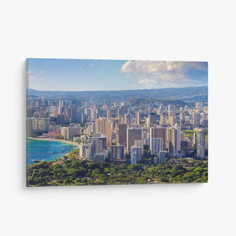 Obraz na płótnie panoramiczny widok na nadmorskie miasto