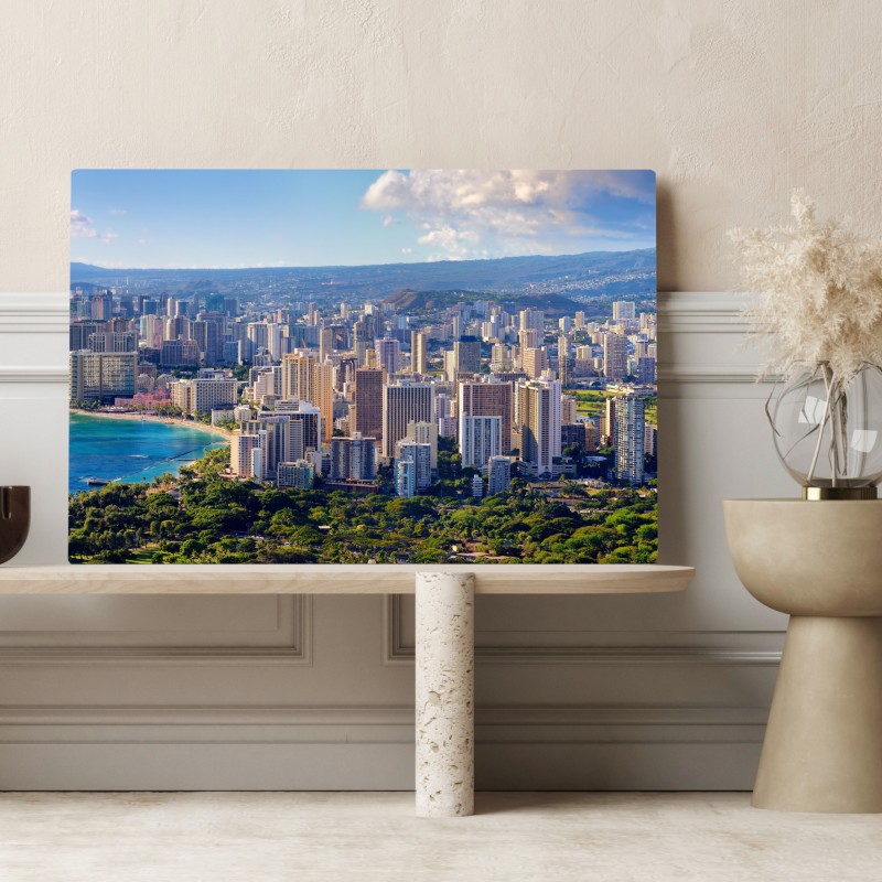 Obraz na płótnie panoramiczny widok na nadmorskie miasto – Wallissimo® Obraz na płótnie panoramiczny widok na nadmorskie miasto – Wallissimo®