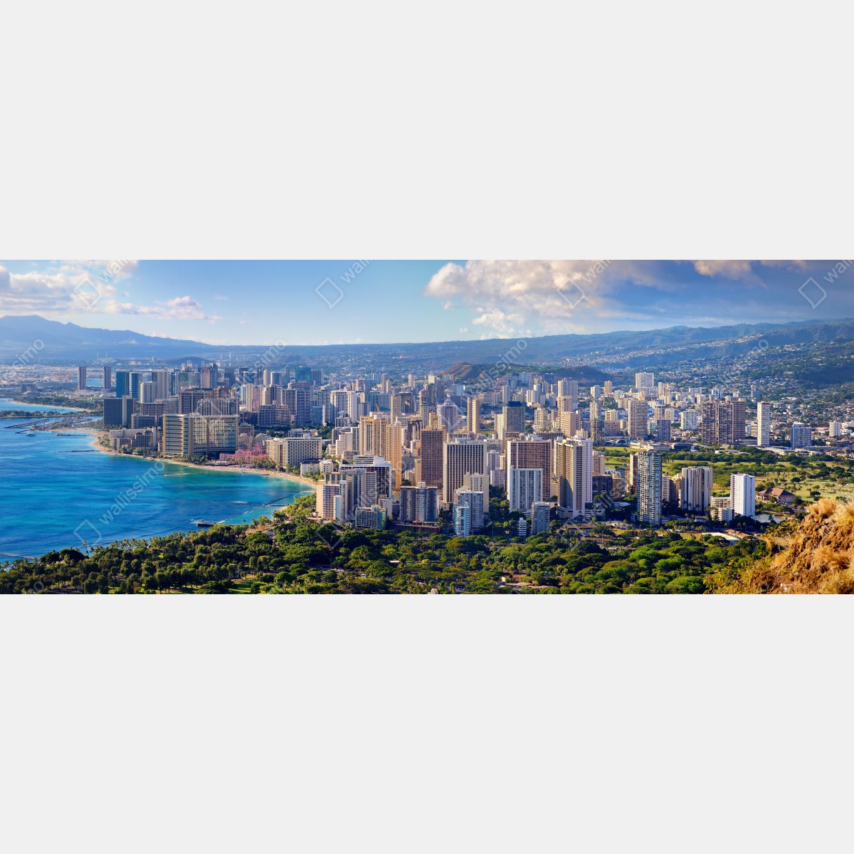 Obraz na płótnie panoramiczny widok na nadmorskie miasto – Wallissimo® Obraz na płótnie panoramiczny widok na nadmorskie miasto – Wallissimo®