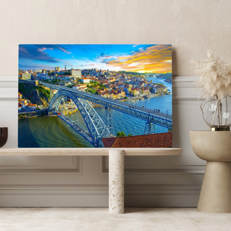 Obraz na płótnie słoneczna panorama Porto z mostem – Wallissimo® Obraz na płótnie słoneczna panorama Porto z mostem – Wallissimo®