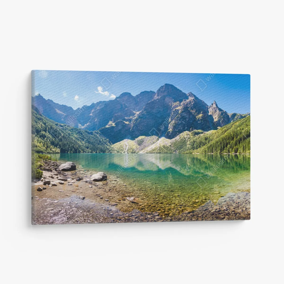 Obraz na płótnie spokojne alpejskie jezioro – Wallissimo® Obraz na płótnie spokojne alpejskie jezioro – Wallissimo®
