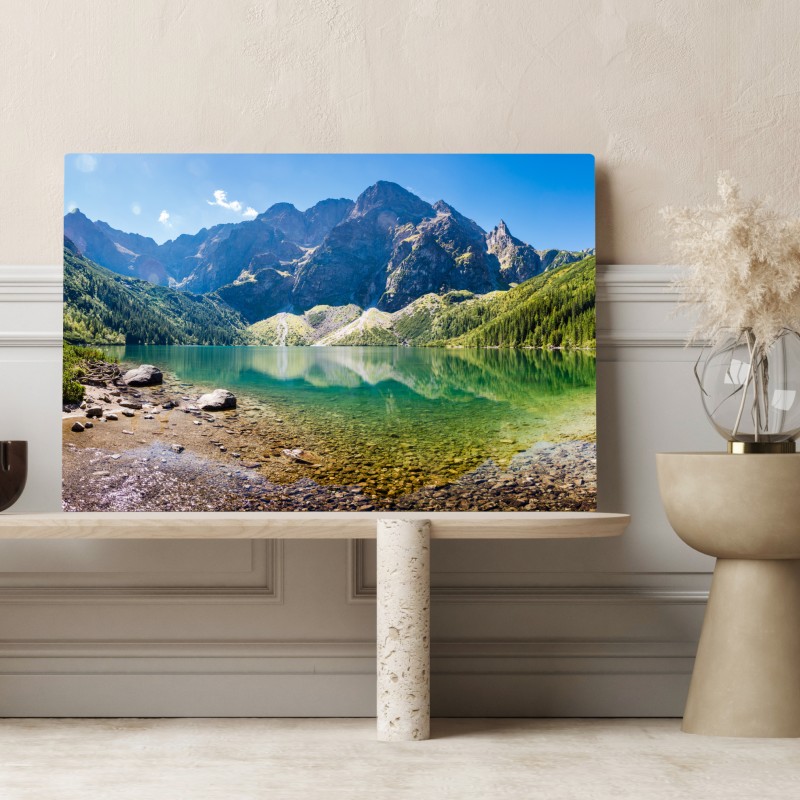 Obraz na płótnie spokojne alpejskie jezioro – Wallissimo® Obraz na płótnie spokojne alpejskie jezioro – Wallissimo®