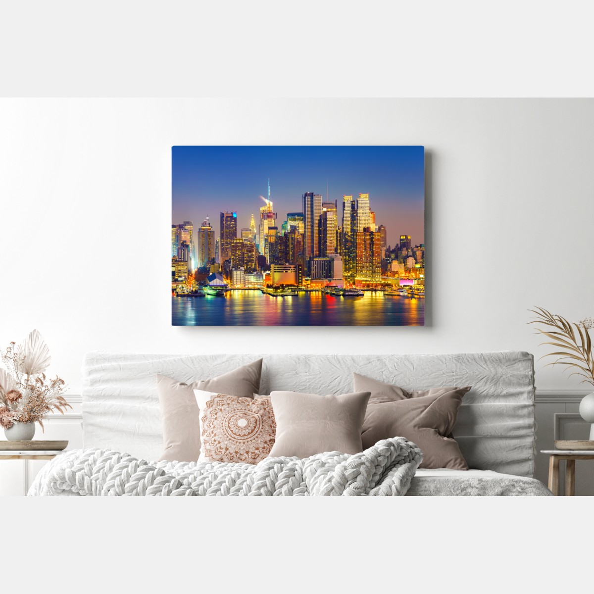 Obraz na płótnie panorama Manhattanu o zmierzchu – Wallissimo® Obraz na płótnie panorama Manhattanu o zmierzchu – Wallissimo®