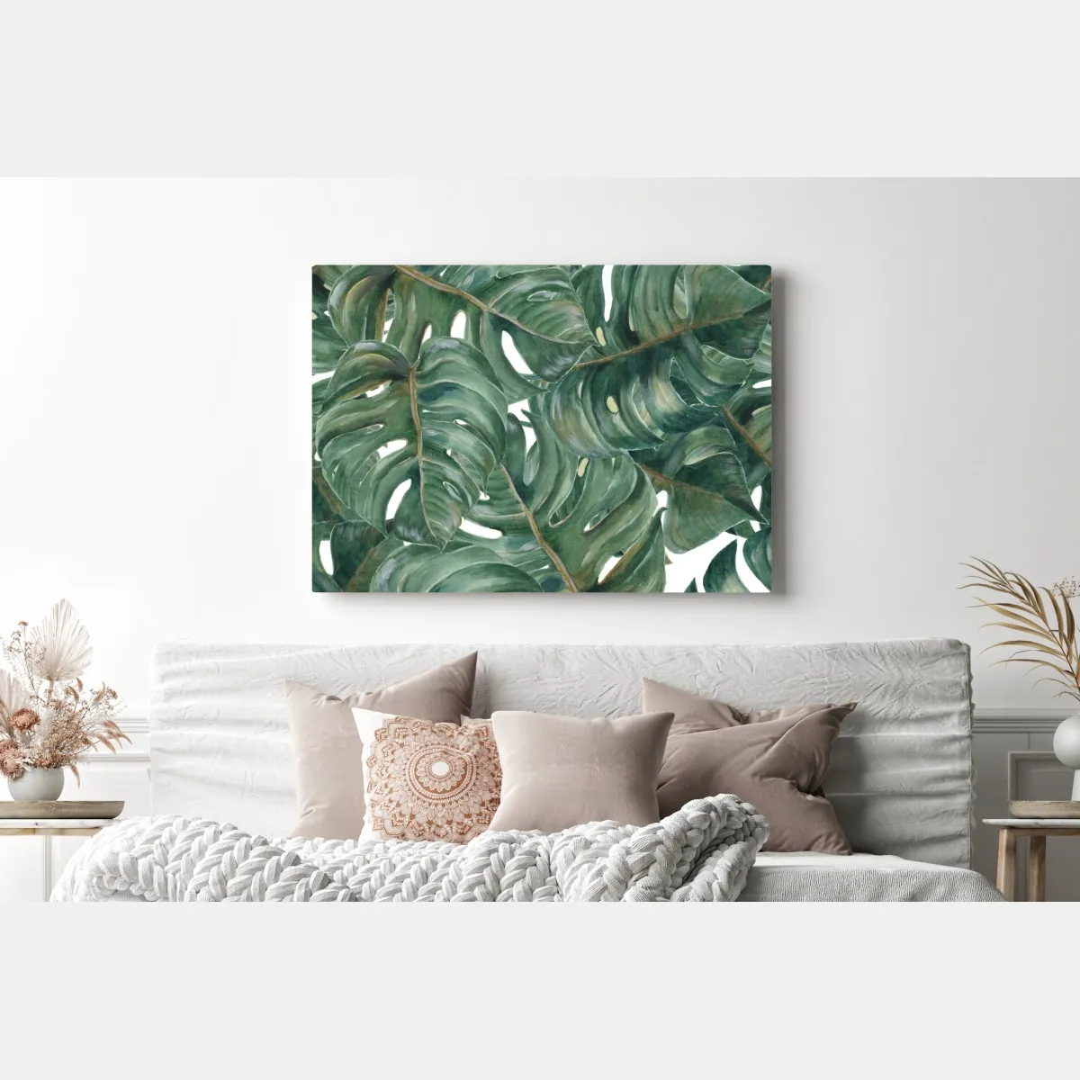 Obraz na płótnie malowane akwarelą liście monstery – Wallissimo® Obraz na płótnie malowane akwarelą liście monstery – Wallissimo®