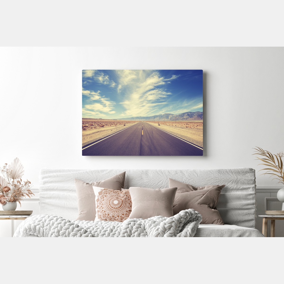 Obraz na płótnie vintage wiejska droga pod rozległym niebem – Wallissimo® Obraz na płótnie vintage wiejska droga pod rozległym niebem – Wallissimo®