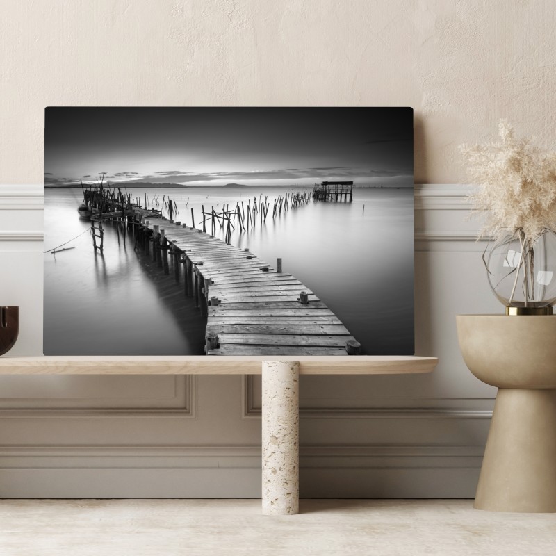 Obraz na płótnie spokojne drewniane molo o zmierzchu – Wallissimo® Obraz na płótnie spokojne drewniane molo o zmierzchu – Wallissimo®