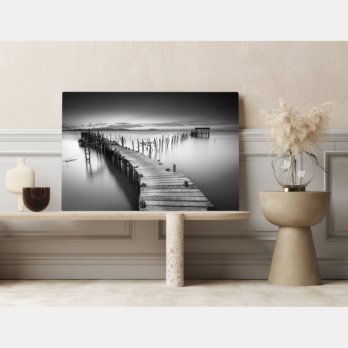 Obraz na płótnie spokojne drewniane molo o zmierzchu – Wallissimo® Obraz na płótnie spokojne drewniane molo o zmierzchu – Wallissimo®