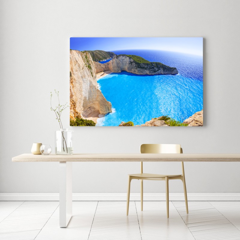 Obraz na płótnie turkusowa panorama klifu i plaży – Wallissimo® Obraz na płótnie turkusowa panorama klifu i plaży – Wallissimo®