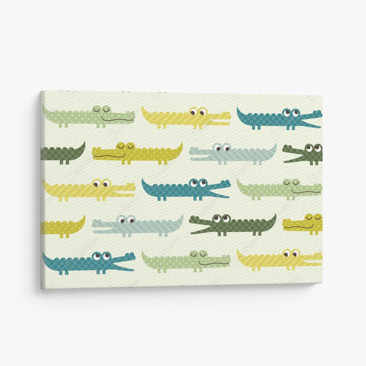 Obraz na płótnie wesoły wzór krokodyli do pokoju dziecięcego – Wallissimo® Obraz na płótnie wesoły wzór krokodyli do pokoju dziecięcego – Wallissimo®