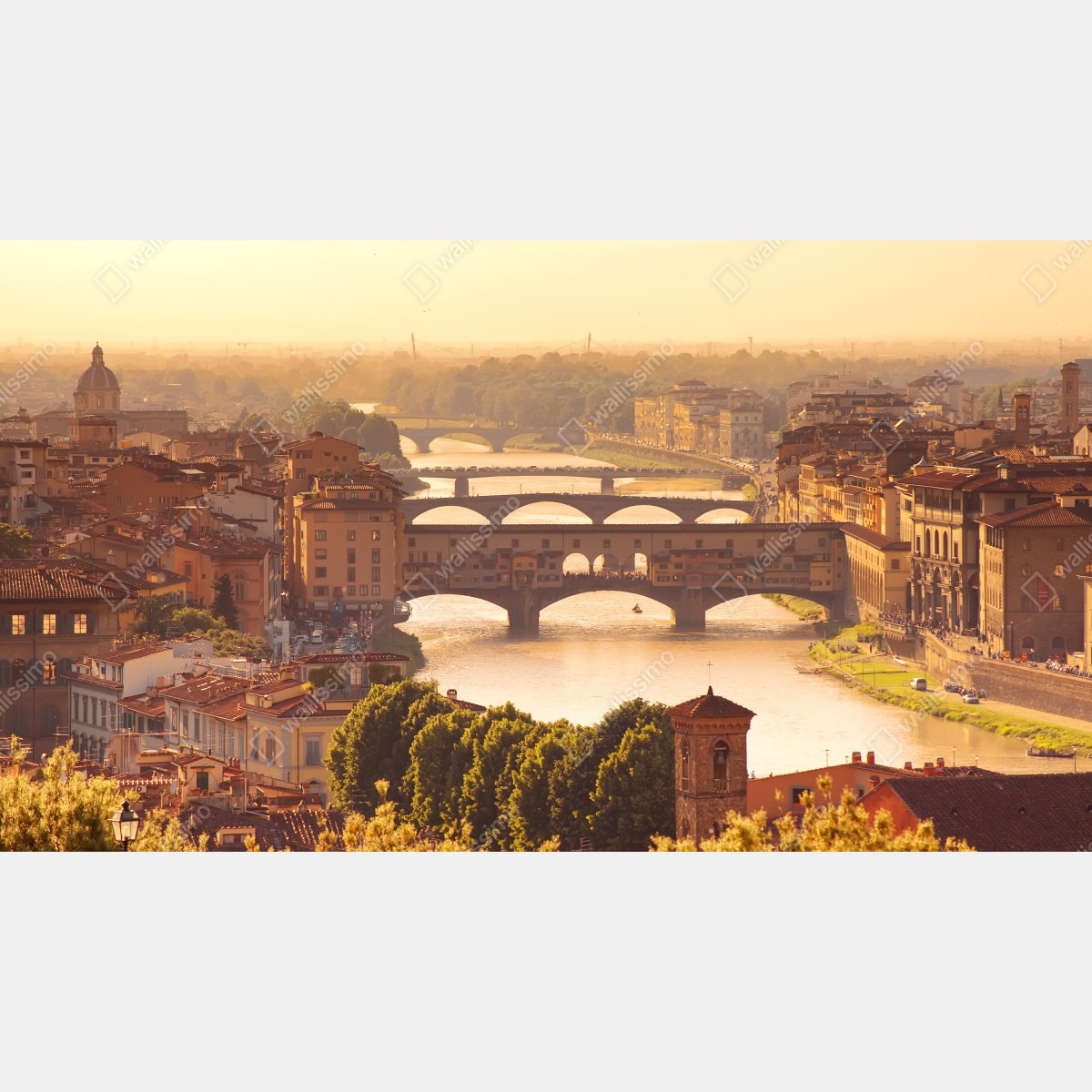 Obraz na płótnie złoty zachód słońca nad Ponte Vecchio, Florencja – Wallissimo® Obraz na płótnie złoty zachód słońca nad Ponte Vecchio, Florencja – Wallissimo®