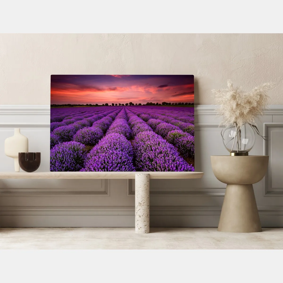 Obraz na płótnie pole lawendy o zachodzie słońca – Wallissimo® Obraz na płótnie pole lawendy o zachodzie słońca – Wallissimo®